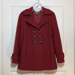 ANN TAYLOR Women’s Wool Peacoat Double-Breasted Jacket Blazer Red Size SP